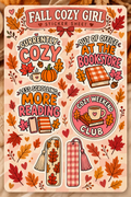Fall Cozy Girl Sticker Sheet | Book Lover Fall Stickers