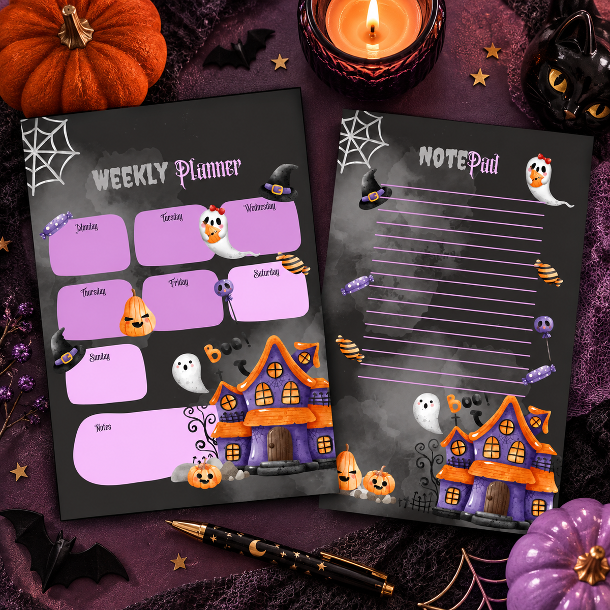 Haunted House Planner+Notepad Set
